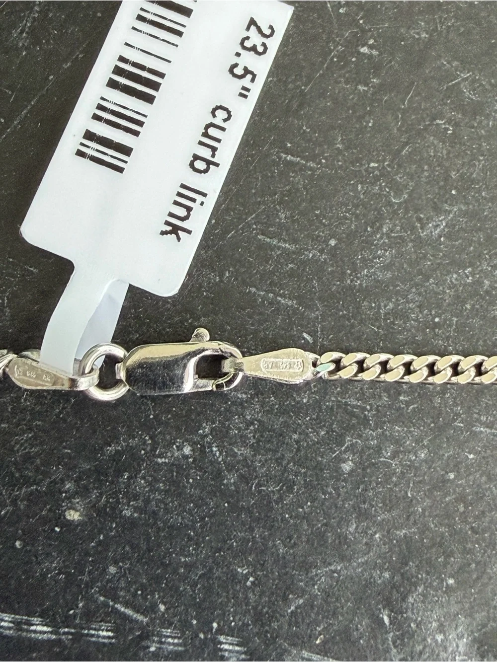 Men's 18kt. White Gold Curb Chain Necklace 23.5” long Made in Italy
